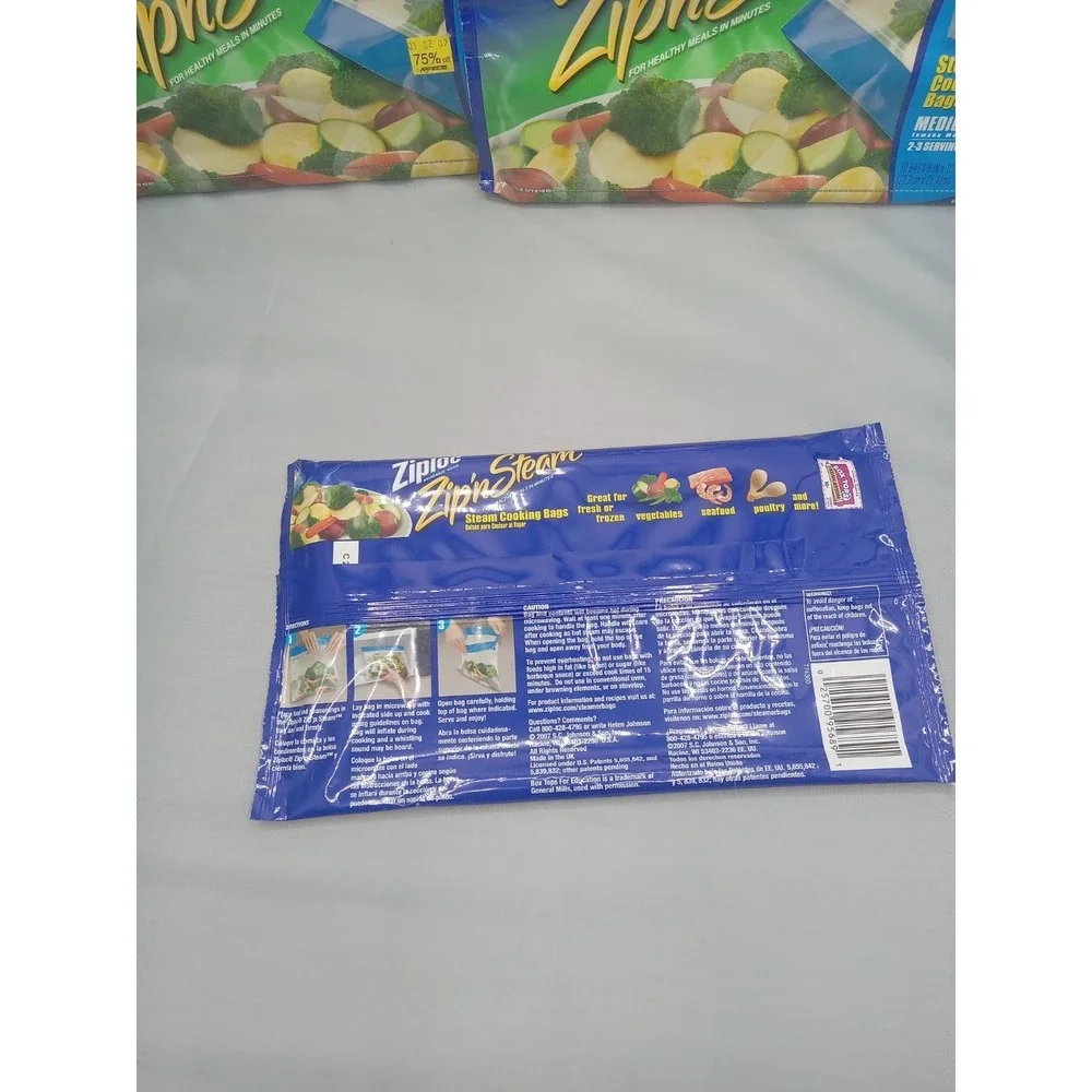 Ziploc ZipN Steam Microwave Cooking Bags 10 Bags Per Pack‎ 3 Packs Medium